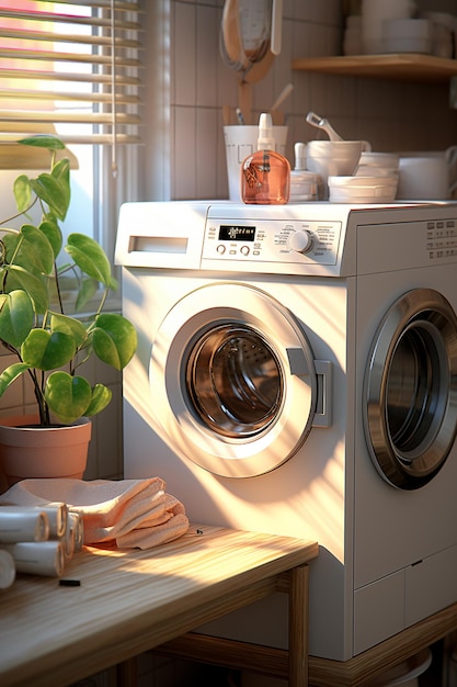 scandinavian laundry room HD 8K wallpaper Stock Photographic Image