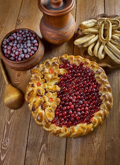 Scandinavian pie with cranberries Homemade traditional pastries