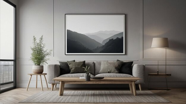 Scandinavian Serenity Mockup in Modern Living Room