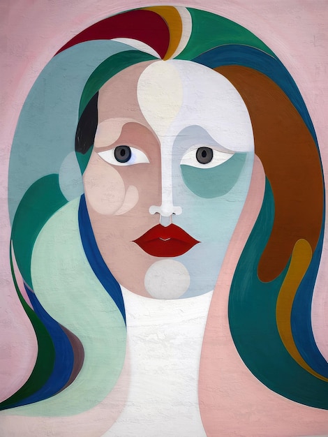 scandinavian woman portrait painting artistic abstract female face