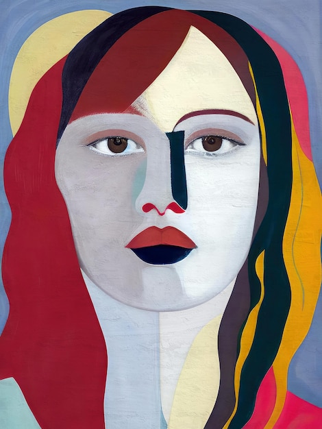 scandinavian woman portrait painting retro grunge artistic artwork