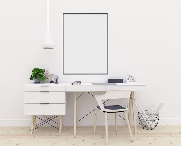 Scandinavian workspace - poster mockup