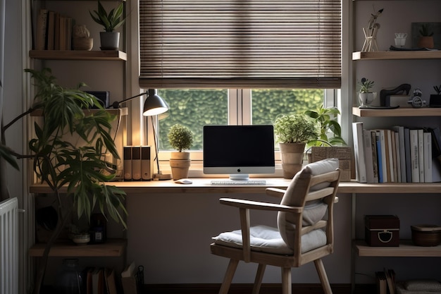 ScandinavianInfluenced Home Office with Spacious Desk AI Generated