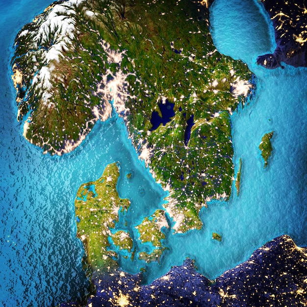 Scandinavië ruimte achtergrond 3D-rendering