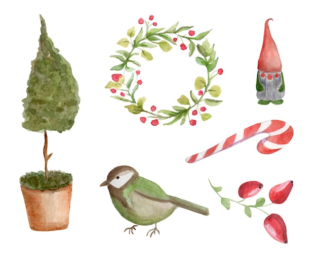 Scandinavische aquarel kerstset