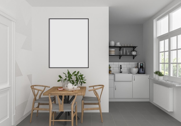 Scandinavische keuken met verticaal frame