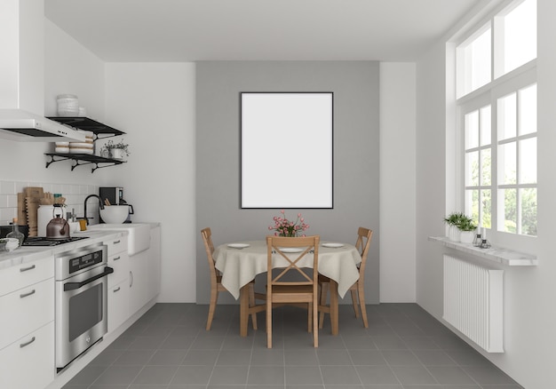 Scandinavische keuken met verticaal frame