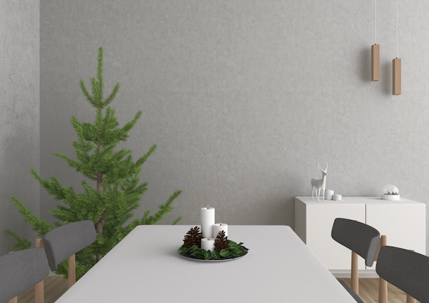 Scandinavische woonkamer - Kerstmisbinnenland - de achtergrond van het muurontwerp