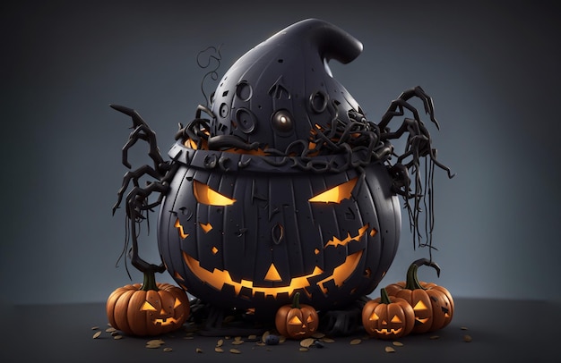 Scare Pumpkin at dark Background halloween concept image