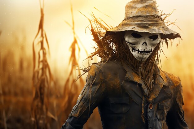 Photo scarecrow halloween background