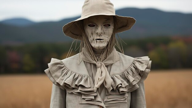 Photo scarecrow standing in a snowcovered field in daylight