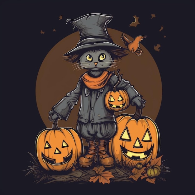 Scarecrow with a pumpkin