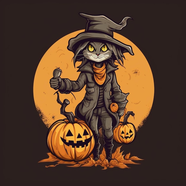 Scarecrow with a pumpkin