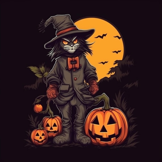 Scarecrow with a pumpkin