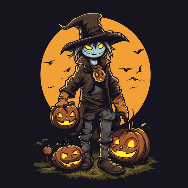 Scarecrow with a pumpkin