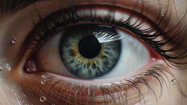 Scared Eyes Hyperrealistic 3d Image Of Distorted Eye With Water Drops