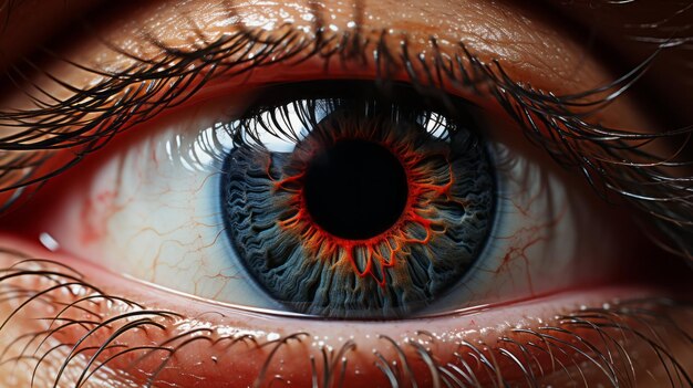 Scared Eyes Hyperrealistic Closeup With Red Radiance