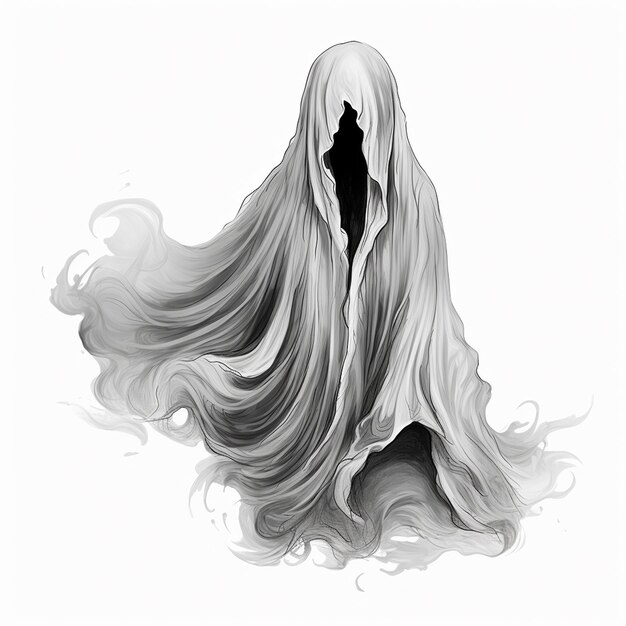 Photo scared handdrawn halloween ghost