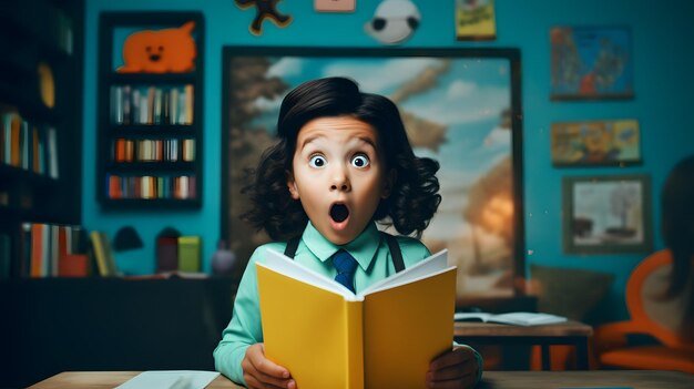 Photo a scared little kid doing an exam at school concept ai