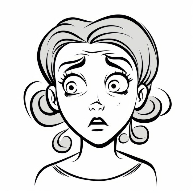 Photo scared woman face vector illustration in black and white colors