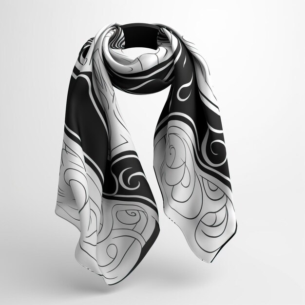 Photo scarf black and white art style white background hi