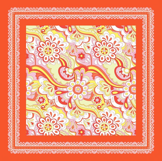 Scarf paisley pattern and chain pattern color design