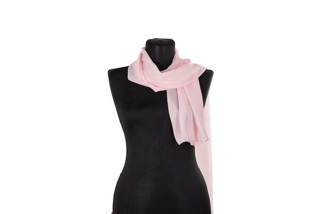 Scarf, shawl on a black mannequin. Isolated