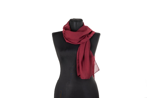 Scarf, shawl on a black mannequin. Isolated