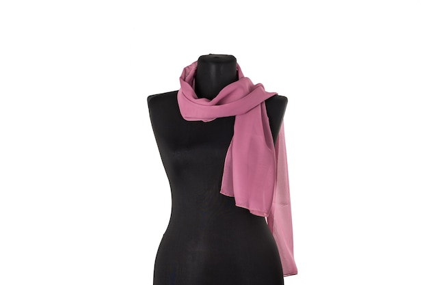 Scarf, shawl on a black mannequin. Isolated