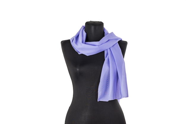 Scarf, shawl on a black mannequin. Isolated