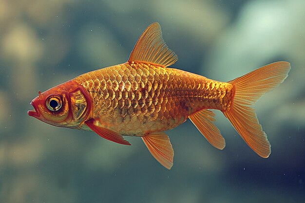 Scarlet badis fish exploring its aquarium environment