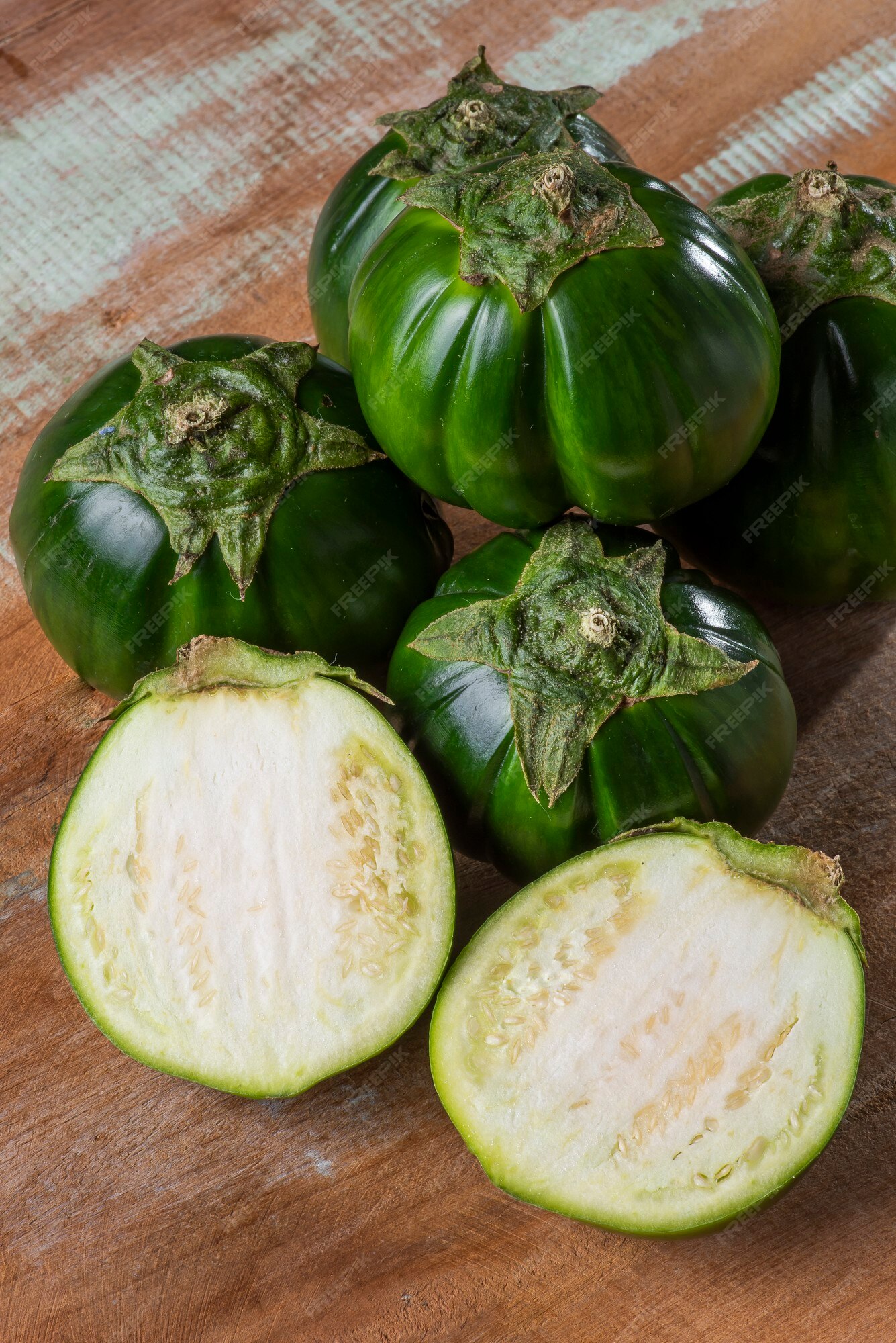 Premium Photo  Scarlet eggplant some cut in half