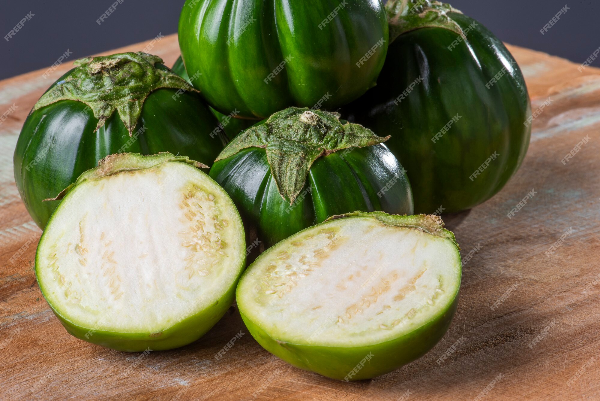 Premium Photo  Scarlet eggplant some cut in half