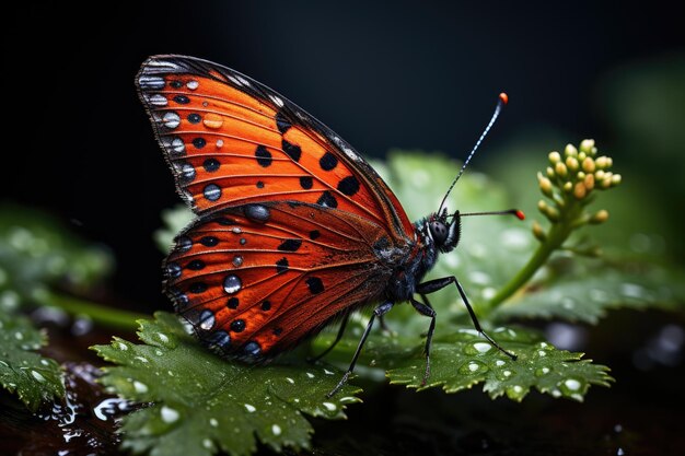 Scarlet Ladybug rests on the node sheet generative IA