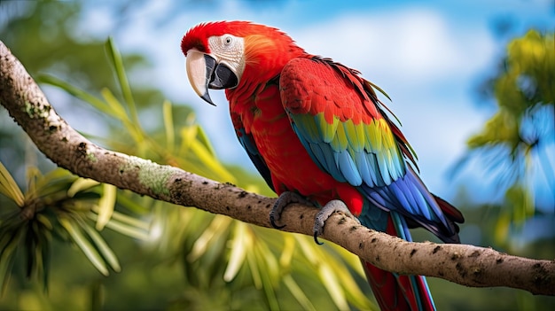 Scarlet Macaw in Trees