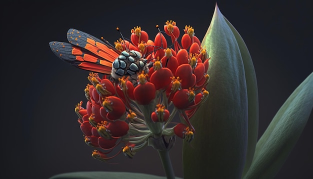 Scarlet Milkweed Flower Generative AI