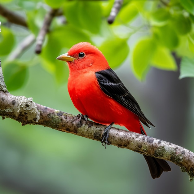 Scarlet tanager op een tak