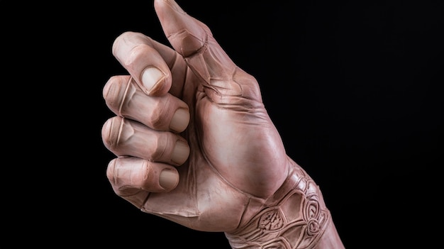 Scarring of hands symbols of African tribes Hand on black background