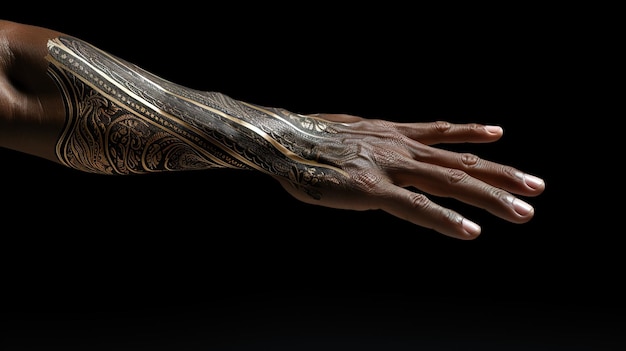 写真 アフリカの部族の手のシンボルの傷跡黒の背景に手