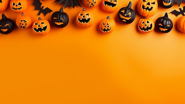 Scary 3D scene background for Halloween with a pumpkin on pedestal candles empty space Ai generated