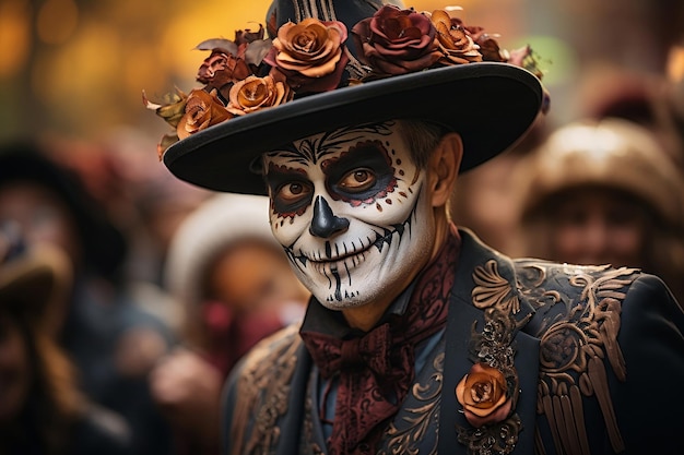 scary background Festive Day of the Dead amber and black vibe selective focus oldworld charm