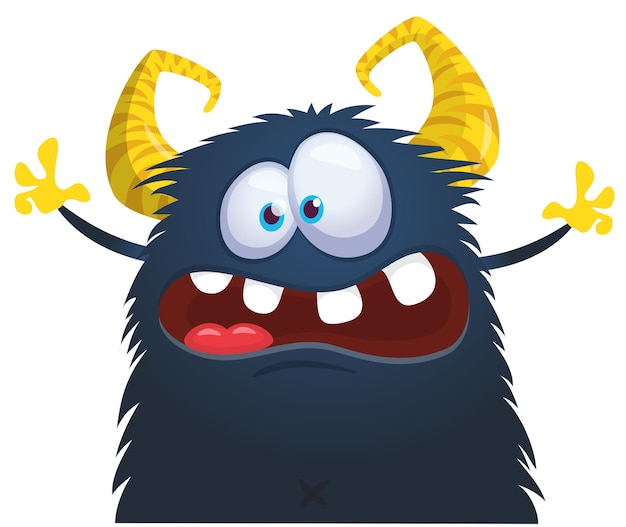 Scary cartoon monster zwaaiende handen Halloween vector illustratie Geweldig voor pakket of feest decoratie