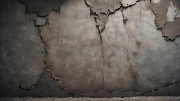 恐ろしい ⁇ 裂した壁 ⁇ 暗い破損した壁 ⁇ 背景の抽象的なセメント