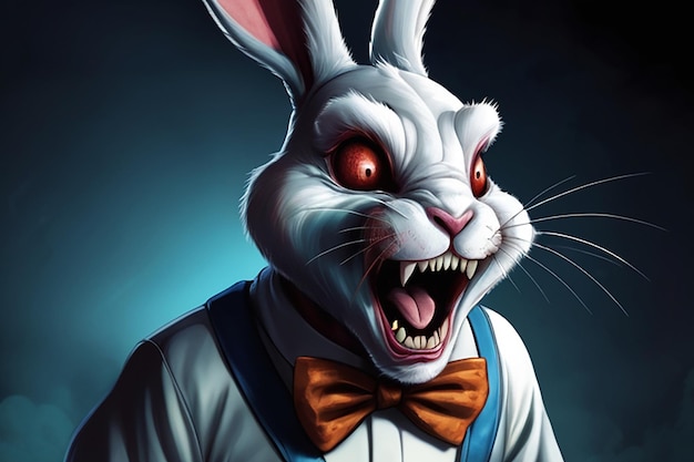 Photo scary and crazy horror easter bunny or rabbit very nice digital illustration that works