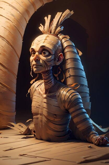 Scary evil mummy on ancient Egyptian tomb Halloween Ancient Egyptian mythology