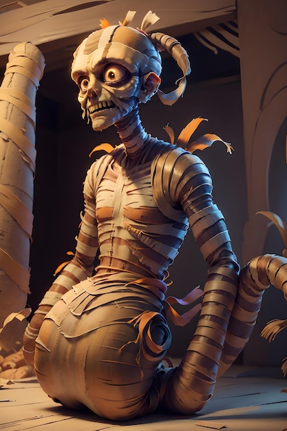 Scary evil mummy on ancient egyptian tomb halloween ancient egyptian mythology