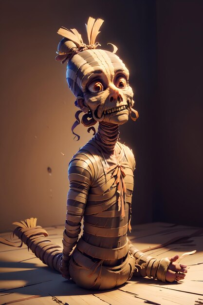 Photo scary evil mummy on ancient egyptian tomb halloween ancient egyptian mythology