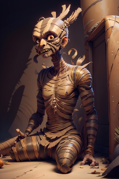 Scary evil mummy on ancient Egyptian tomb Halloween Ancient Egyptian mythology