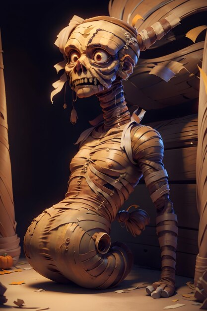 Scary evil mummy on ancient Egyptian tomb Halloween Ancient Egyptian mythology