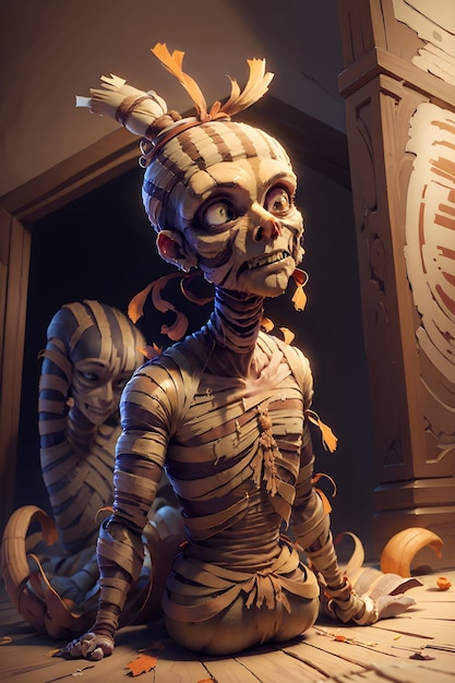 Scary evil mummy on ancient Egyptian tomb Halloween Ancient Egyptian mythology